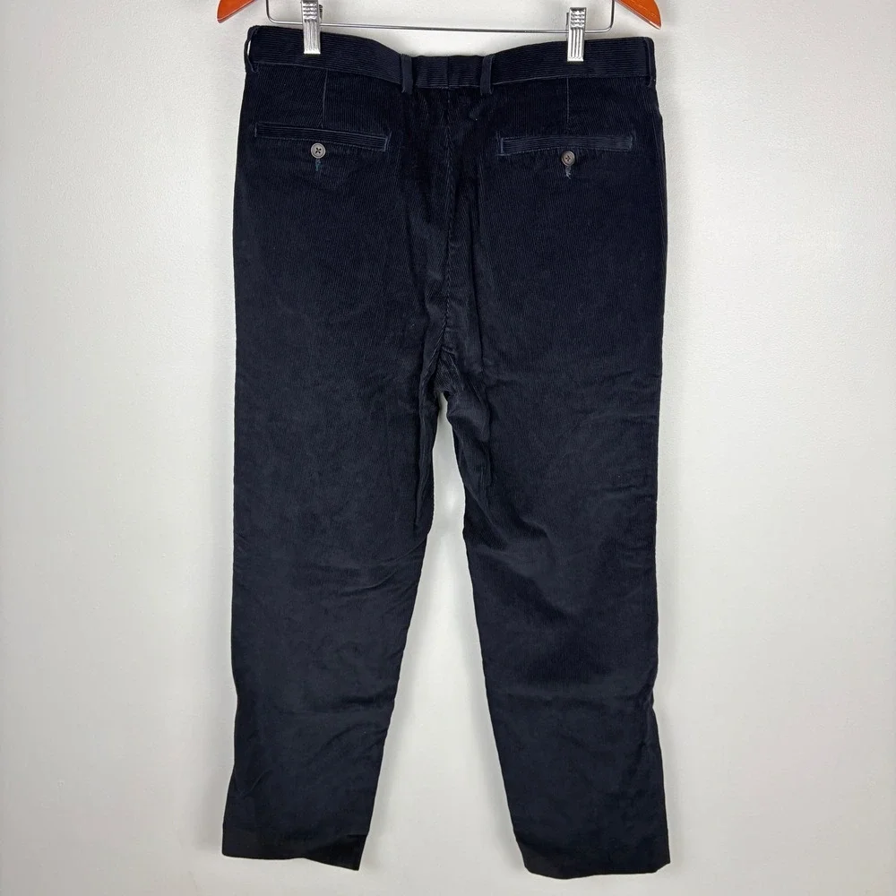 Lauren Ralph Lauren Mens Navy Corduroy Pants Size 34W x 31L Flat Front Casual